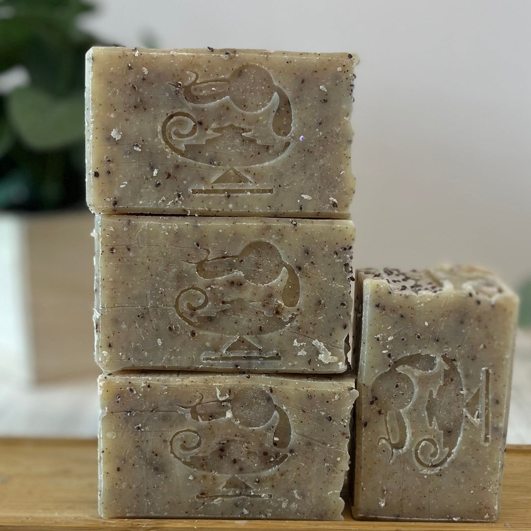 exfoliator peppermint rosemary essential oil goat milk soap midnight oil soap
