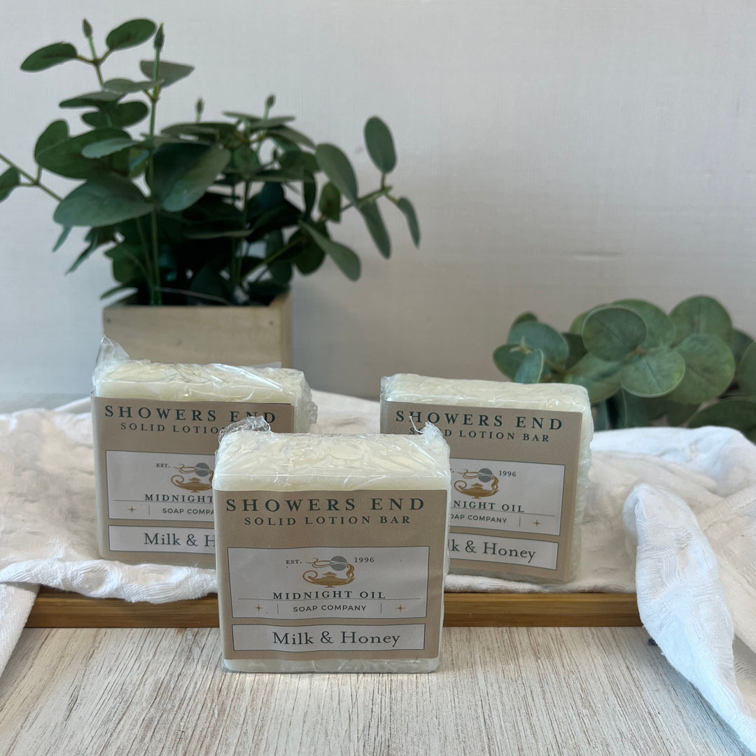 milk honey solid lotion bar midnight oil soap