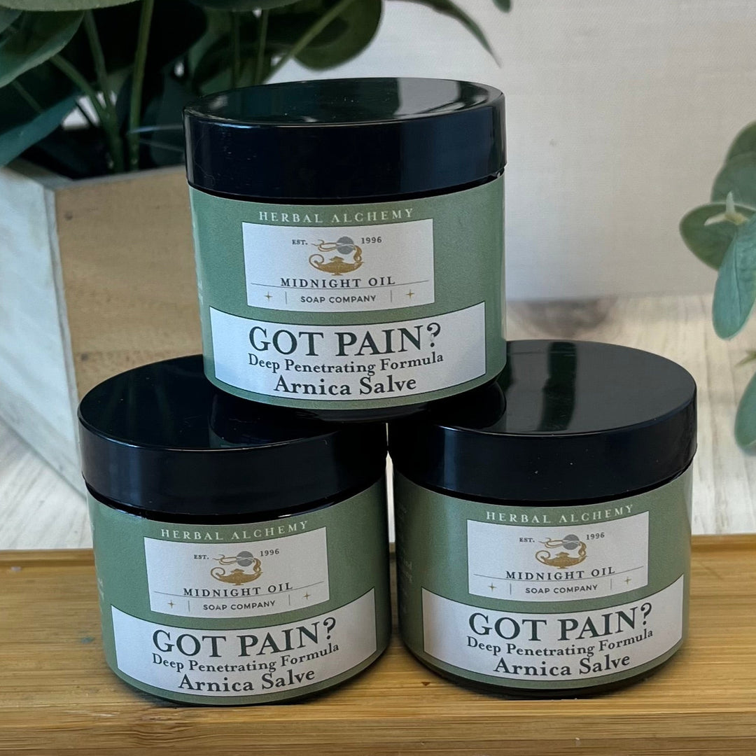 got pain arnica salve midnight oil soap