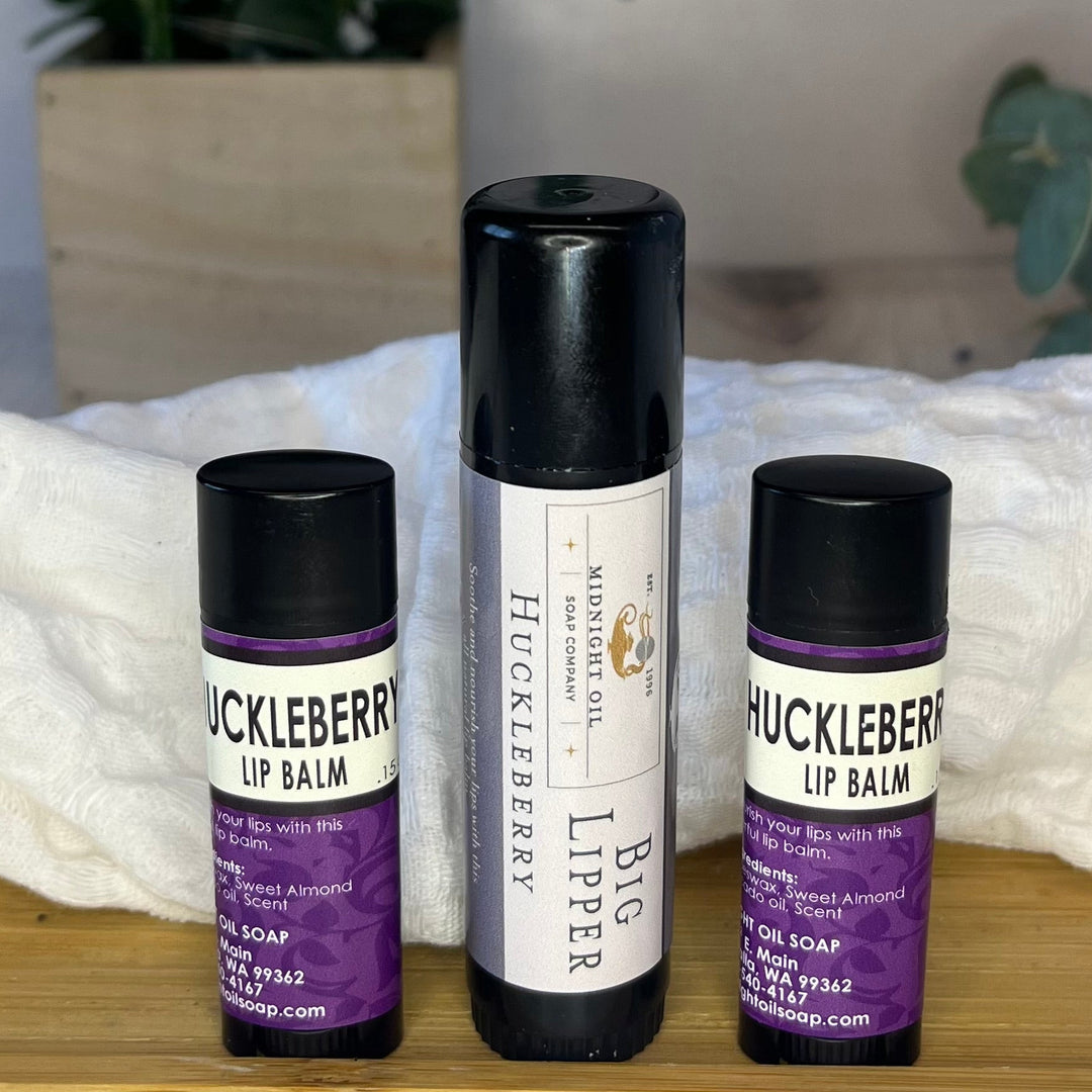 HUCKLEberry lip balm midnight oil soap