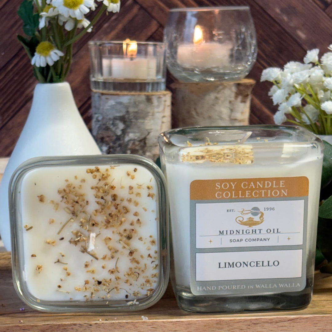 SOY CANDLE MIDNIGHT OIL SOAP LIMONCELLO