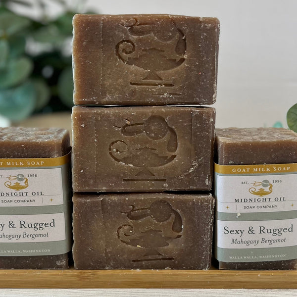 sexy rugged goat milk soap midnight oil soap
