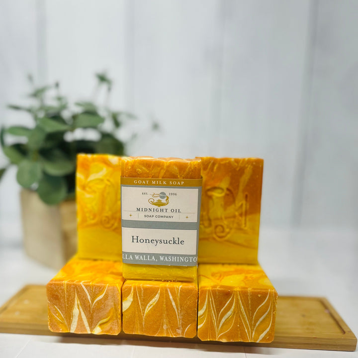 honeysuckle spring goat milk soap midnight oil soap