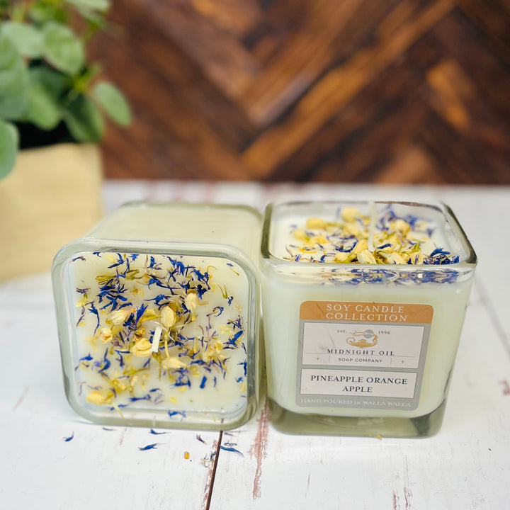 summer soy candle midnight oil soap pineapple orange apple