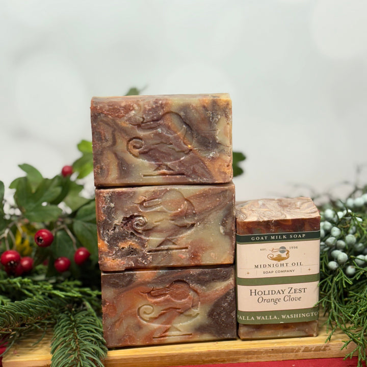 orange clove goat milk soap midnight oil soap christmas soap