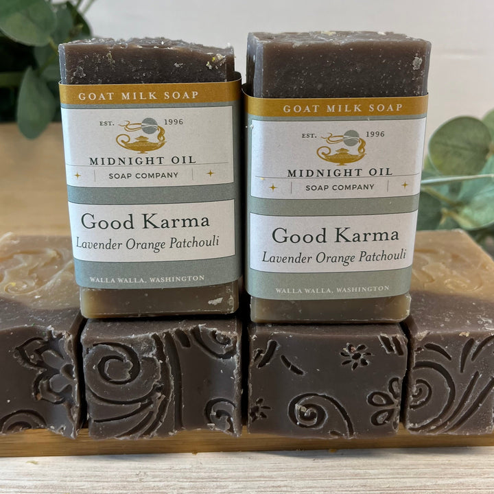 good karma lavender orange patchouli goat milk soap