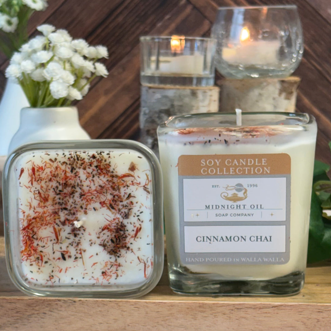 SOY CANDLE MIDNIGHT OIL SOAP CINNAMON CHAI
