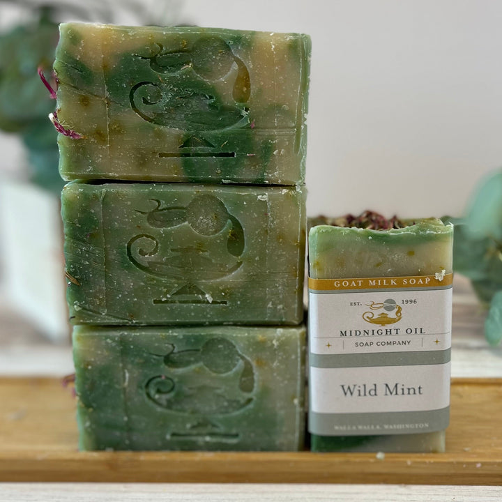 spearmint essential oil goat milk soap midnight oil soap