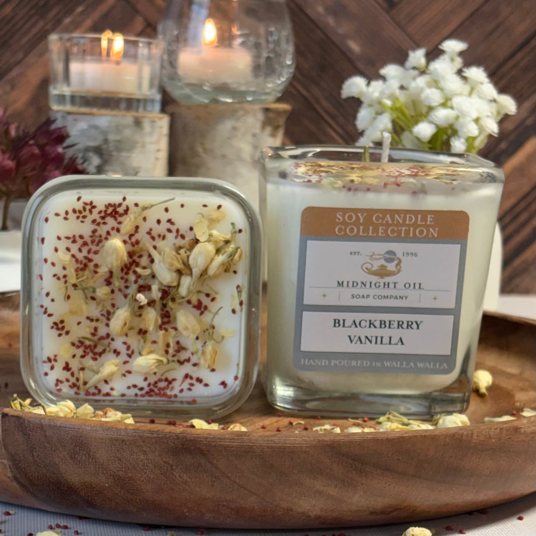 SOY CANDLE MIDNIGHT OIL SOAP BLACKBERRY VANILLA