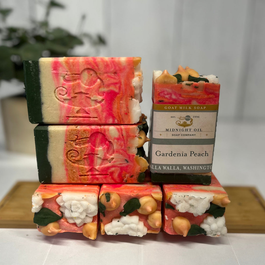 gardenia peach goat milk soap spring collection midnight oil soap
