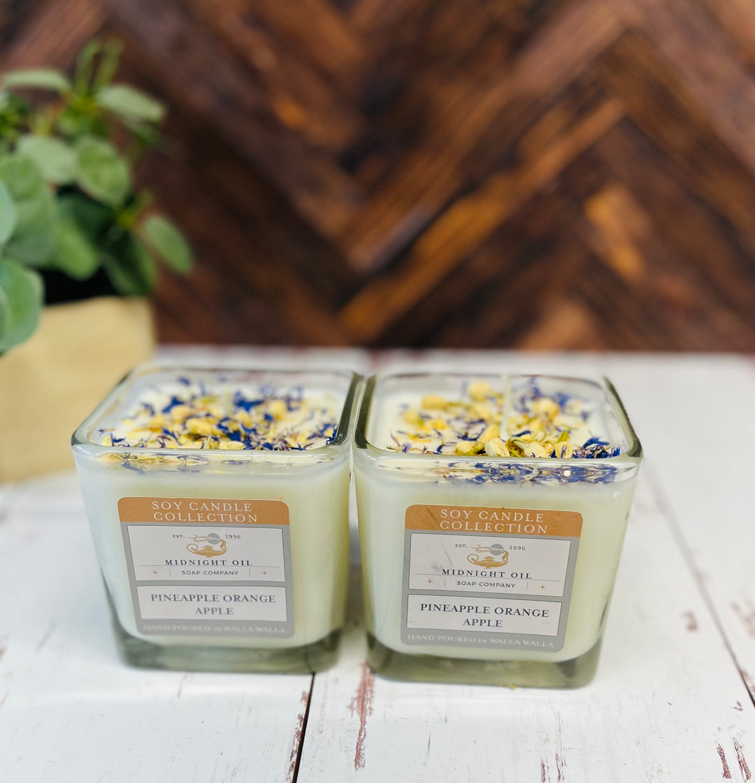 summer soy candle midnight oil soap pineapple orange apple