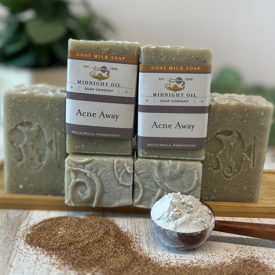 acne away goat milk soap midnight oil soap