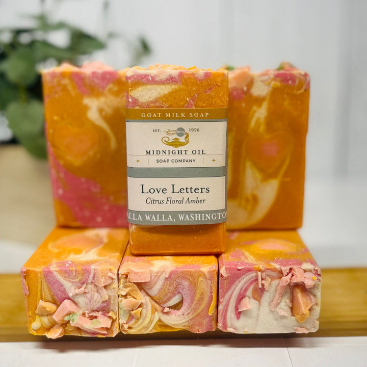 LOVE LETTERS-Goat Milk Soap

Indulge in the luxurious scent of mandarin, lemon, and orange blossom with LOVE LETTERS~ Goat Milk Soap. This soap also contains notes of magnolia, heliotrope, pink jasmine, soft vanilla, amber, and musk, leaving your skin feeling refreshed and your senses invigorated. midnight oil soap