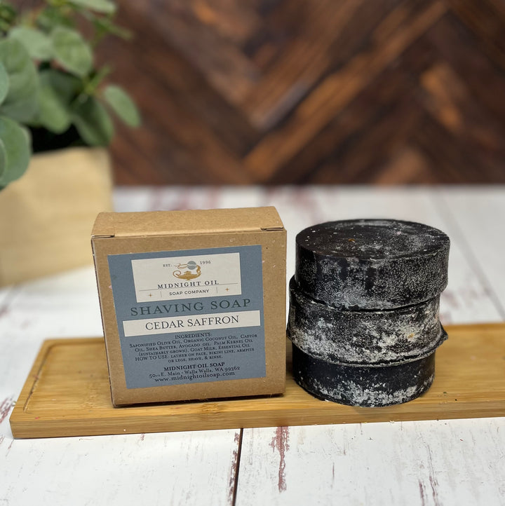 cedar saffron goat milk shaving soap